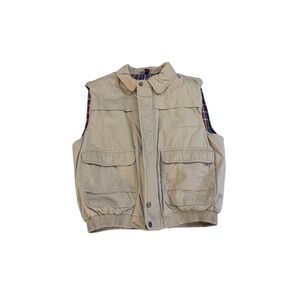 North Bay Rugged Essentials Mens Tan Canvas Flannel Lined Utility Vest Size‎ M